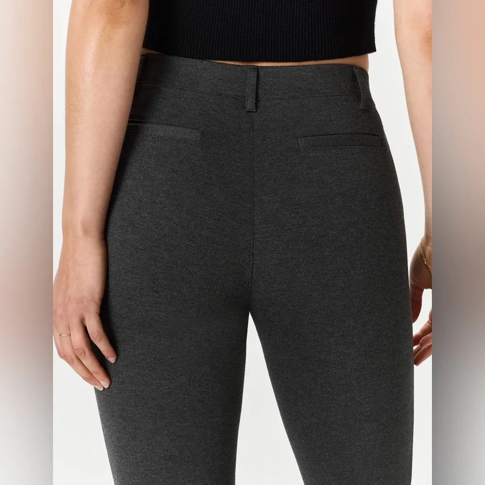Quince‎ Ultra-Stretch Ponte Straight Leg Pants Charcoal Pull On Elastic Waist